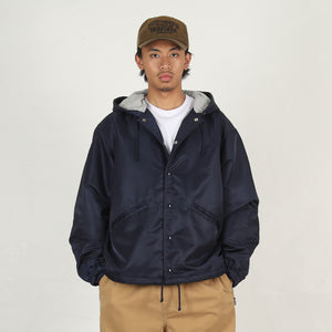 Hooded Coaches Jacket- Navy