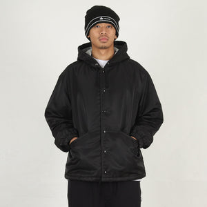 Hooded Coaches Jacket- Black