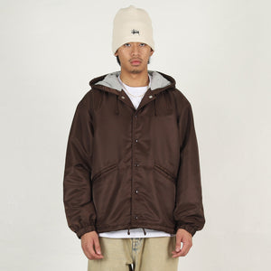 Hooded Coaches Jacket- Brown