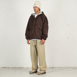 Hooded Coaches Jacket- Brown