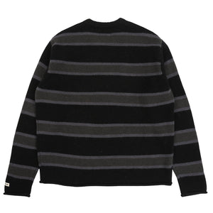 Striped Wool Sweater- Black