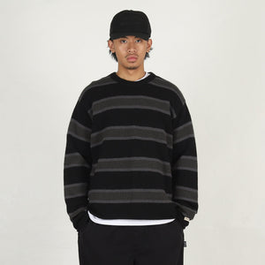 Striped Wool Sweater- Black