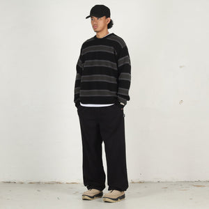 Striped Wool Sweater- Black