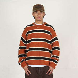 Striped Wool Sweater- Umber