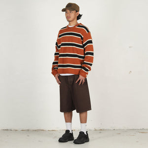 Striped Wool Sweater- Umber