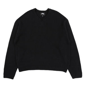 Roll V Neck Sweater- Black