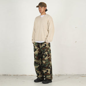 Roll V Neck Sweater- Oatmeal