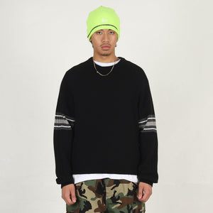 Stripe Raglan Crew- Black