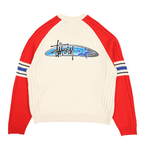 Stripe Raglan Crew- Red