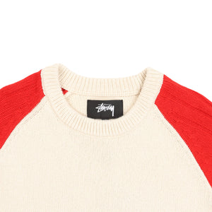 Stripe Raglan Crew- Red
