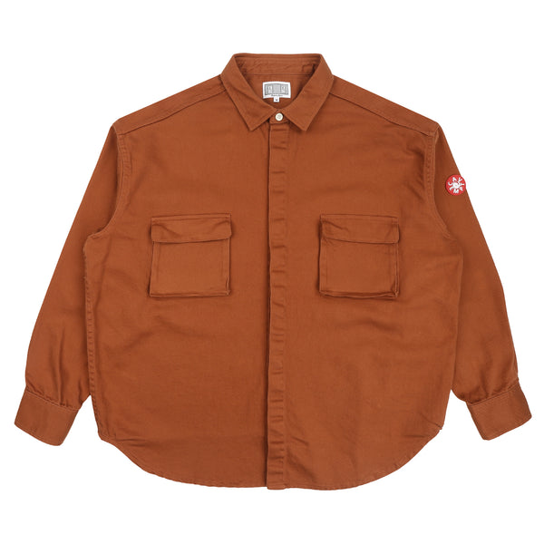 Cotton Twill Big Shirt - Brown