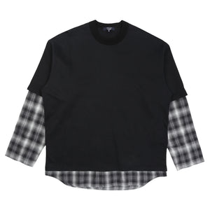 Cotton Jersey Ombre Check T-Shirt - Black