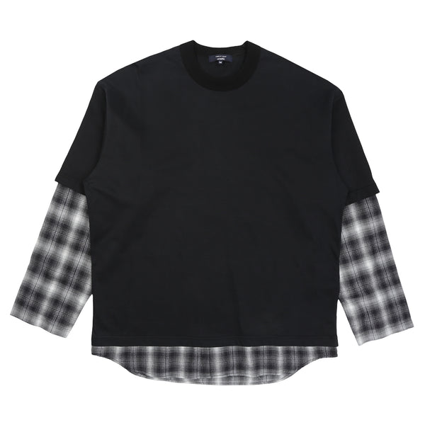 Cotton Jersey Ombre Check T-Shirt - Black