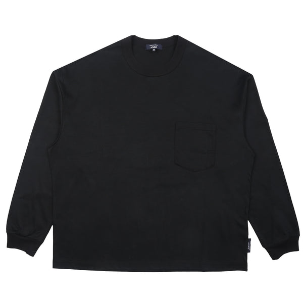 Cotton Jersey Brushed L/S T-Shirt - Black