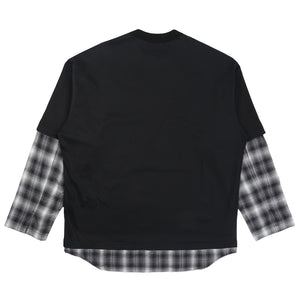 Cotton Jersey Ombre Check T-Shirt - Black