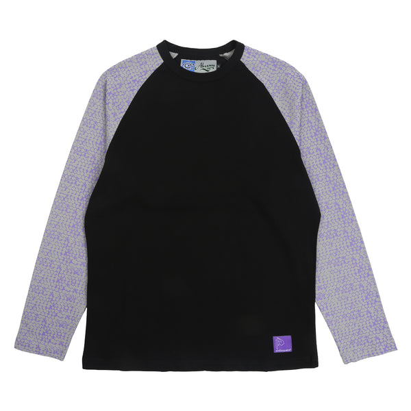 Bubble Print Raglan L/S T-Shirt - Black