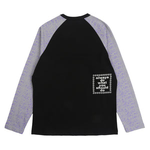Bubble Print Raglan L/S T-Shirt - Black