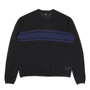 Striped Long Sleeve Sweater -  Black