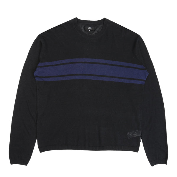 Striped Long Sleeve Sweater -  Black