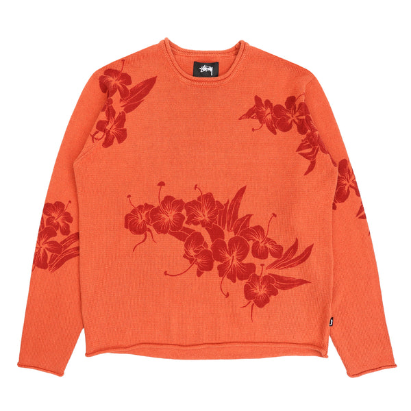 Floral Roll Neck Sweater - Rust