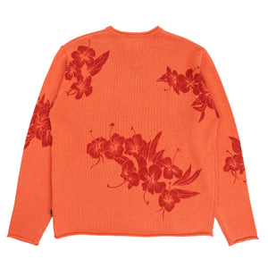 Floral Roll Neck Sweater - Rust