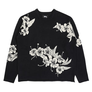 Floral Roll Neck Sweater - Black