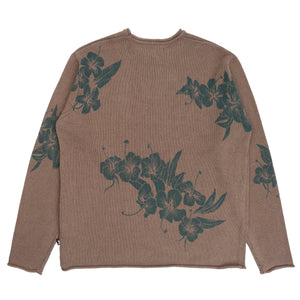 Floral Roll Neck Sweater - Brown