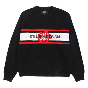 Striped Hibiscus Sweater - Black
