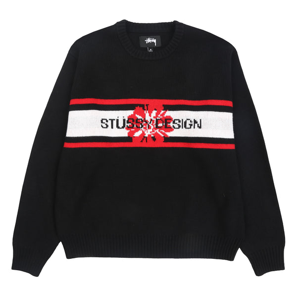 Striped Hibiscus Sweater - Black