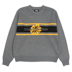 Striped Hibiscus Sweater - Grey