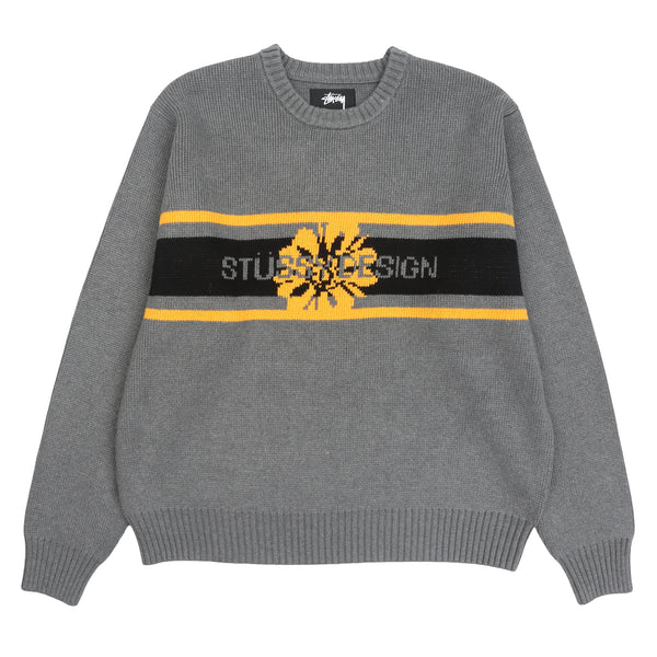 Striped Hibiscus Sweater - Grey