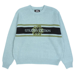 Striped Hibiscus Sweater - Dusty Blue