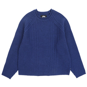 Merino Roll Neck Sweater - Blue