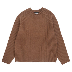 Merino Roll Neck Sweater - Brown
