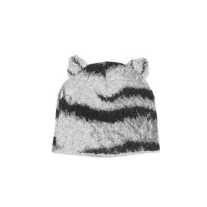 Hairy Tiger Ears Beanie Grey