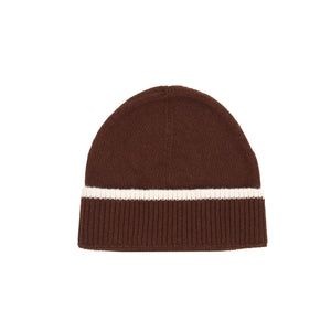 Contrast Stripe Wool Beanie - Brown