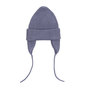 Knitted Ear Flap Beanie - Blue