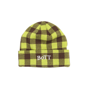 Gingham Check Beanie - Lime
