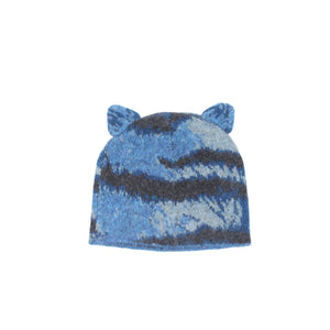 Hairy Tiger Ears Beanie Blue