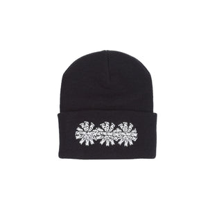 3 Spiral Cuff Beanie  - Black