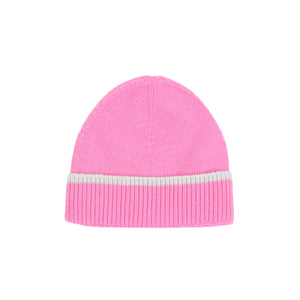 Contrast Stripe Wool Beanie - Pink