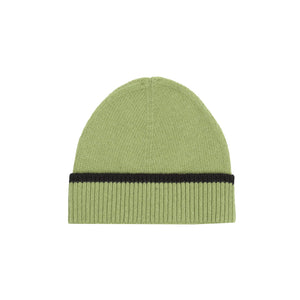 Contrast Stripe Wool Beanie - Green