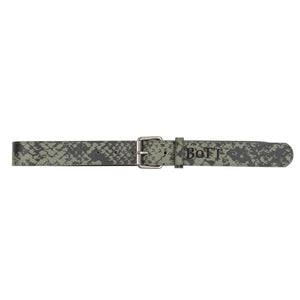 Python Printed Leather Belt - Olive