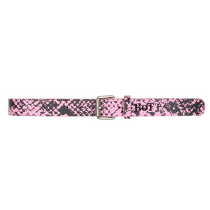 Python Printed Leather Belt - Pink