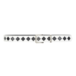 Leather Argyle Belt - Bone