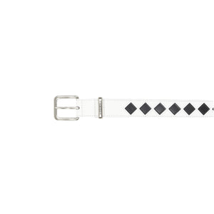 Leather Argyle Belt - Bone