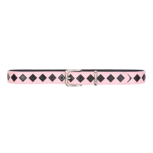 Leather Argyle Belt - Pink