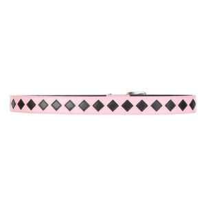 Leather Argyle Belt - Pink