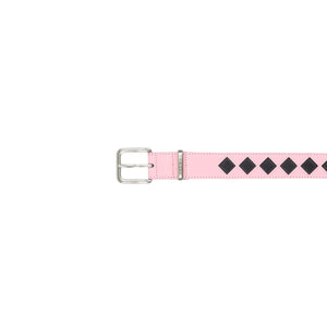 Leather Argyle Belt - Pink