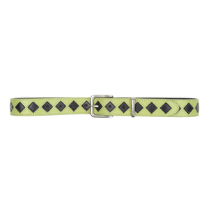 Leather Argyle Belt - Lime